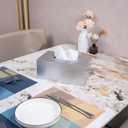 PEMAR Rectangular Lacquer Tissue Box, Handmade Rectangle Tissue Holder Decorative Napkin Dispenser Organizer Rustic Farmhouse Vintage Decor (Silver)