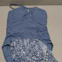 KANGKANG Girls Swimsuit Quick Dry Cut Out One Piece Swimsuits with Tropical Print Cover Up Skirt Bathing Suit Swimwear (11-12 Years, Dark Blue)