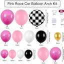 Pink Race Car Balloon Arch Kit,Hot Pink White Black Balloons Garland Kit with Black White Plaid Foil Balloons for Racing Car Theme Birthday Party