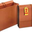 1InTheOffice Expanding File Wallet with Flap and Cord Closure, 5-1/4" Expansion, Legal Size (2 Pack)