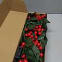 Red Berry Christmas Garland with Lights, 5.9FT Artificial Garland Christmas Decorations Battery Operated Christmas Garland for Mantle Winter Holiday Garland New Year Fireplace Stairs Home Table Decor