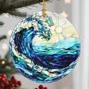 Christmas Ornaments, 2.8 Inch Ceramic Hanging Ornament, Christmas Tree Ornaments, Xmas Decorations, Holiday Decorations, Holiday Party Gifts, and Xmas Gift Ideas - Ocean Wave