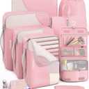8 Set Packing Cubes for Travel, Gifts for Women Mom,Anti-Tearing Suitcase Organizer for Luggage with Shoe & Hanging Toiletry Bag,OlarHike Vacation Essentials & Accessories for Cruise Ship,Dream Pink