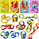 JOYIN 28 Pcs Valentines Day Twist & Spin Fidget Chains with Cards, Multicolored Fidget Toys for Stress Relief & Sensory Play, Valentines Kids Gifts with Cards Classroom Prize Party Favors