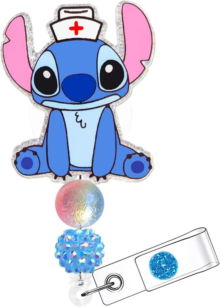 Nurse Badge Reel, Cute Badge Holder Retractable with ID Clip for Nurse Accessories for Work, Funny RN Badge Holder Reels with Swivel Alligator Clip (Nurses Blue)