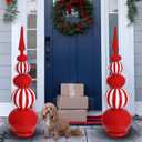 4Ft 2 Pcs Large Inatable Christmas Ornaments Balls Outdoor, Topiary Decorations for Urn Porch, Yard Garden Garden Easter Decor,Red