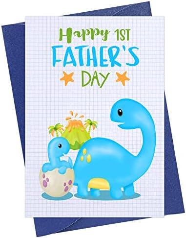 WhatSign Happy 1st Fathers Day Card First Fathers Day Greeting Cards for Father To Be New Dad First Time Fathers Soon To Be Dad To Be Father's Day Gift Cards from Wife Baby Son Girl Daughter