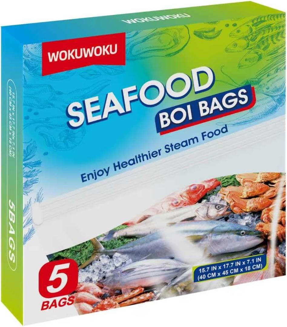 Seafood Boil Bags Large Size Boil Bag for Cooking Seafood, Fish, Crab, Shrimp, and Veggies - Cooking and Storage Bags (5, Large)