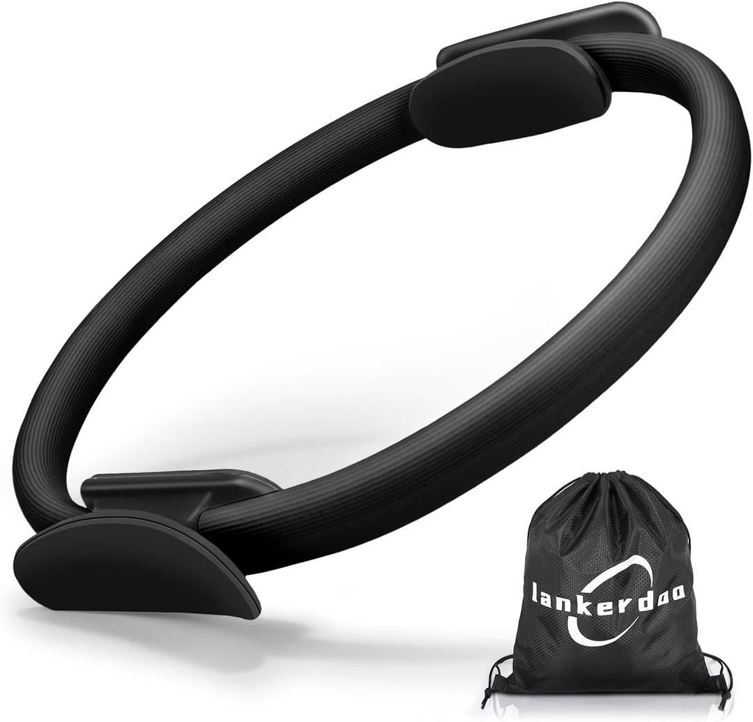 Pilates Ring Fitness Circle 14" Yoga Rings Magic Circle with Dual Padded Handles for Toning Arms, Thighs/Legs & CoreHome Exercise Equipment  (Black)