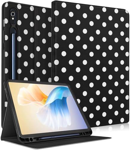 Wazzasoft for Samsung Galaxy Tab S9/S9 FE/S10/S10 FE/S10 Lite Case 10.9 Inch - Smart Folio Cover with Build-in Pencil Holder Women Girls Cute Design for Samsung Tablet S9 Cover 11 inch,Polka Dots