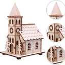 NUOBESTY Christmas Scene House Light Up Mini Wood Houses Village Collections Luminous Figurines Tabletop Ornaments for Xmas Decoration