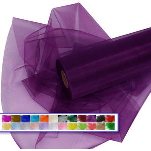 Purple Organza Tulle Fabric Rolls, Crystal Organza 12" by 50 Yards (150 ft) Sheer Nylon Silky Shiny Netting Spool Bolt for DIY Craft Table Runner Wedding Baby Shower Party Decor (Purple)
