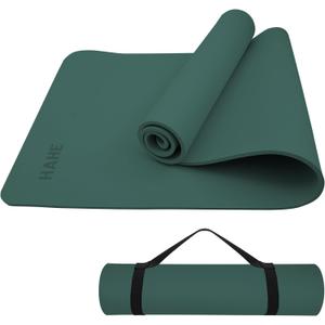 Non Slip Yoga Mat Thick (8MM,0.31"), POE Material High Rebound,Durable & Sweat Absorbent, for All Yoga Styles, Pilates & Home Floor Workouts (72" x 24") with Carrying Strap (Blackish green)