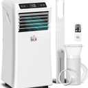 HOMCOM 8000 BTU Portable Air Conditioner for Rooms up to 344 Sq.Ft. with Cooling, Dehumidifier, Ventilating, Remote Control, 24-Hour Timer, Portable AC Unit, White
