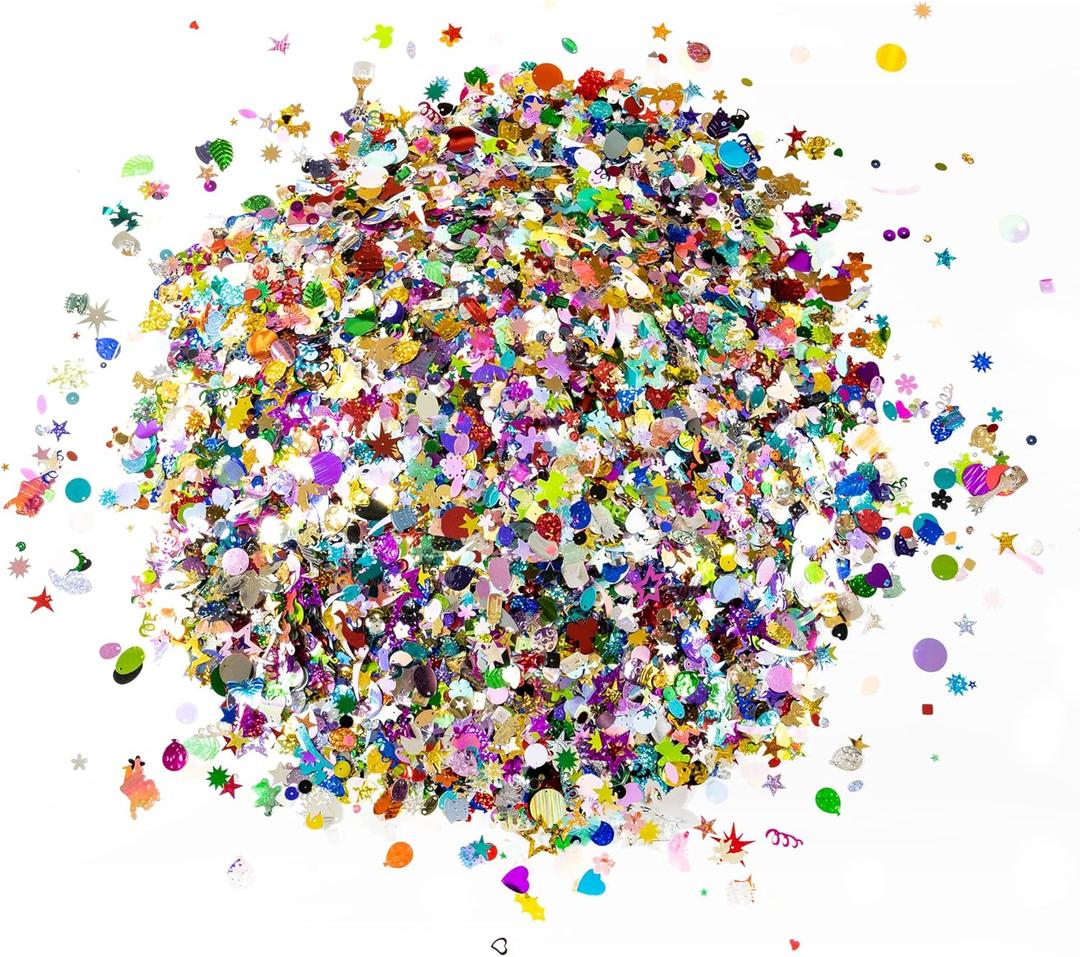 Hygloss Products Sequins and Spangles Variety Pack- Add Shimmer and Shine to Any Surface- 4 Ounce Bucket