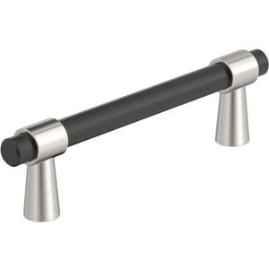Amerock BP36858FBPN | Mergence 3-3/4 inch (96mm) Center-to-Center Matte Black/Polished Nickel Cabinet Pull | Kitchen Cabinet Hardware | Furniture Hardware | Drawer Handle