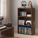Furinno Basic DVD Shelf, 3-Tier CD Rack, Cube Storage, Amber Pine, 3-Tier, 7.3 x 16.6 x 26.4