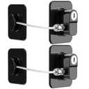 Fridge Lock, 2PCS Upgraded Refrigerator Lock for Freezer, Cabinets and Drawers, Air Fryer, Closets, Windows, Doors, Durable ABS with Adhesive Backing, Easy Install, No Tools Needed, Black