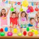 8 Pack Jumbo 4" Easter Eggs Filled with LED Puffer Balls, Light Up Squeeze Spiky Toys for Kids Stress Relief, Glow in The Dark for Easter Hunt Basket Stuffers Party Favors