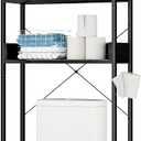 OTK Over-The-Toilet Storage, 3 Tier Bathroom Organizer Shelf, Freestanding Space Saver with Toilet Paper Holder, Multifunctional Over The Toilet Rack, Black