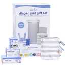 Ubbi Diaper Changing Value Gift Set, Baby Registry Gift, Includes Gray Diaper Pail, Absorbing Gels, Travel Changing Mat & Bag, Diaper Pail Waste Bags and On-the-Go Waste Sacks