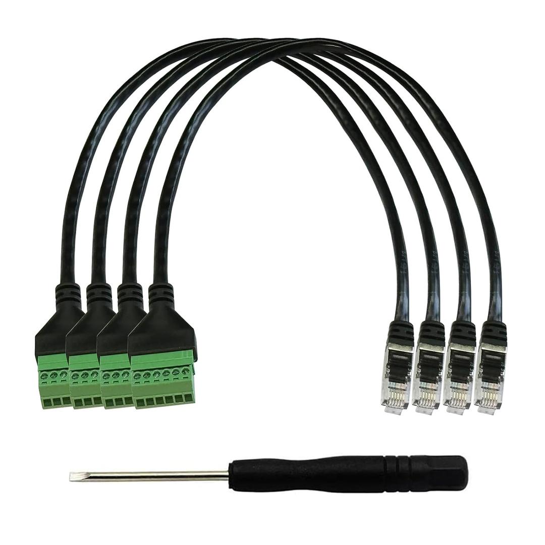 4PCS 1ft RJ12 to 6 Pin Screw Terminal,RJ12 Male Plug to Solderless 6P Screw Terminal Extender