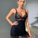 dream love Women Lace Modal Sleepwear Chemises V-Neck Babydoll Nightgown