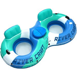 Heavy Duty River Tube, Inflatable Floating Tube with Backrests, Cupholders & Handles - Extra Large, Deluxe Pool Tube for Summer Relaxation Heavy Duty River Tube, Inflatable Floating Tube with Backrests, Cupholders & Handles - Extra Large, Deluxe Pool Tube for Summer Relaxation