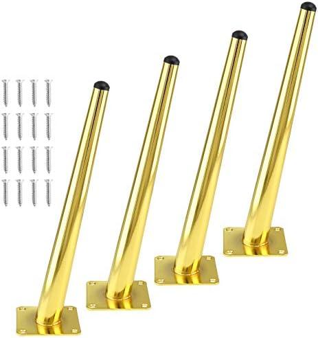 Seimneire 4pcs 12 Inch Furniture Legs, Oblique Conical Metal Legs Luxury Gold Mid-Century Style Furniture Feet for Sofa Cabinet Table Chair Cupboard Couch Ottoman Home DIY Projects