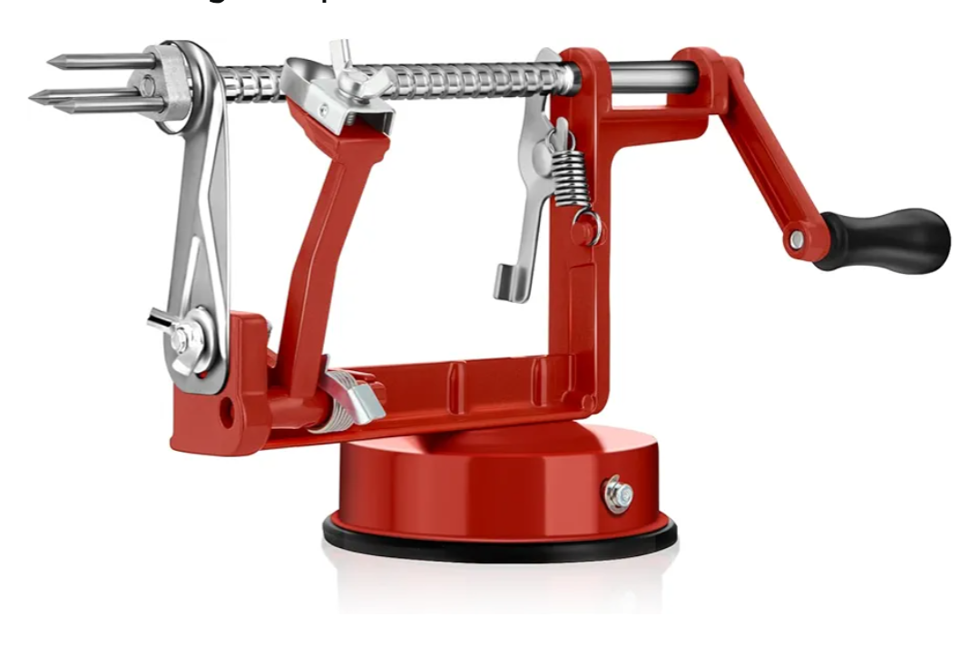 Apple Peeler Corer,Apple Slicer With Stainless Steel Blades,Fruit Cutter Machine, Convenient and Funny, Creative Kitchen Tool Gift for Baking Lover,(Red）