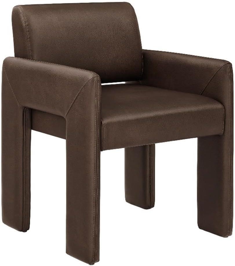 Modway Daven Fully Upholstered Vegan Leather Dining Chair in Espresso Mid-Century Modern Faux Leather Accent Chair with Cushioned Seat for Living Room, Office, Bedroom