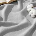 Bedsure GentleSoft 100% Cotton Blanket Queen Size for Bed - Breathable and Lightweight, Soft Cozy Textured Herringbone Woven Blanket for Summer, Grey, 90x90 inches