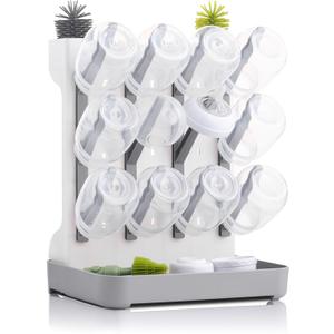 Hranio Baby Bottle Drying Rack Baby Bottle Organizer Drying Rack Space Saving Foldable Dish Can Dry Up to 12 Bottles Large Vertical for Infant Accessories & Pump Parts (Gray)