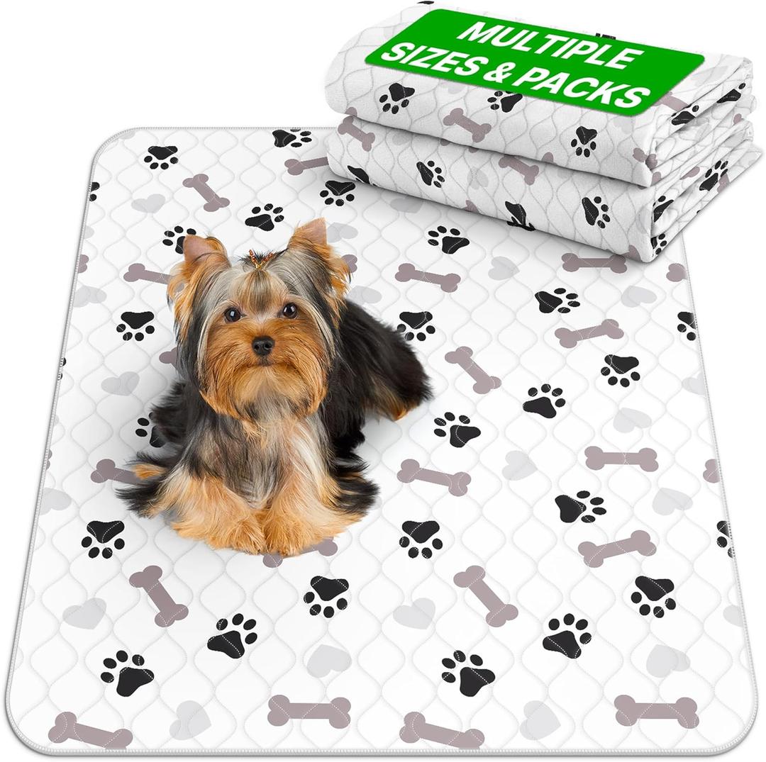 GREEN LIFESTYLE Washable Pee Pads for Dogs - Waterproof Reusable Puppy Pads with Anti-Slip Backing, Pet Training Pad for Puppy Playpen, Crate, Whelping Box, Potty Training (Pack of 2 - 30x34)