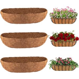 3Pcs Trough Coco Liner 30" Coco Coir Liners for Planters, Liners for Window Boxes Liners, Wall Basket Planters, Railing Hanging Baskets, Garden Planter Baskets