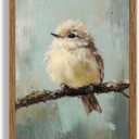 AVECCO Framed Vintage Funny Birds Canvas Wall Art, Bird Rustic Farmhouse Wall Decor, Unique Animal Art Prints for Kid's Room Bathroom Bedroom Living Room Office Home Decoration Ready to Hang 8x10 In