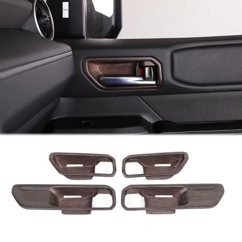 Heutamo Inner Door Handle Bowl Cover Trim Compatible with Toyota Land Cruiser Prado 250 J250 LC250 2024 2025 2026, Piano Black Interior Accessories 4Pcs (Oak Wood Pattern)