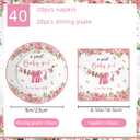2 x 40pcs Greenery Gender Reveal Baby Shower Supplies Party Boho Greency Party Decorations Tableware Set Dessert Plates Napkins for 20 Guests (Pink)