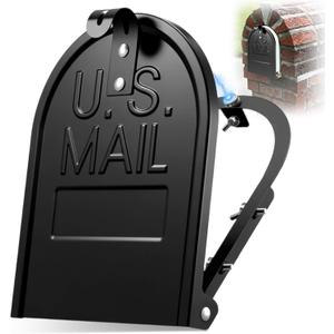 Moxweyeni 8" x 10" Mailbox Door Replacement Black Metal Snap-in Door Mailbox Cover with Magnetic Closure Durable Mail Box Repair Kit for Brick Mail Box Rusted Standard
