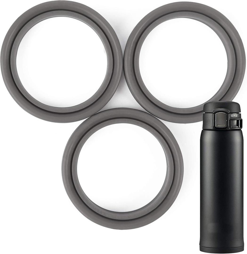 IMPRESA Silicone Gasket Replacement Kit - Light Gray, 3-Pack - Compatible with Zojirushi SM-SA60-BA & SM-SA48-BA - Leak-Proof Water Bottle Replacement Seals - Dishwasher-Safe Coffee Travel Mug Gaskets