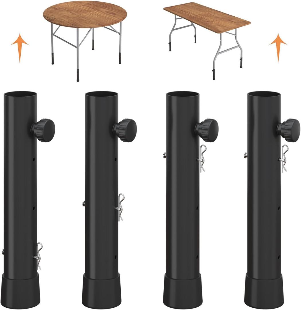 4 Pack Table Leg Extenders - 3 Levels Heights Adjustable Table Risers for Folding Tables, Rises 2/4/6 Inch, Suitable for Sewing Room, Puzzle Desk(Black)