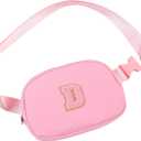 Initial Letter Fanny Pack for Girls,Patch Belt Bag,Toddler Crossbody BagsGifts for 3 4 5 6 7 8 9 10 11 12 Year Old Teens Kids,Christmas Graduation Gifts for Teen Girls.(Pink-D)
