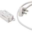 Amazon Basics 3-Foot 2-Prong Indoor Extension Cord Power Strip with Flat Plug, Space-Saving Design, 13 Amps, 1625 Watts, 125 VAC, White, 2-Pack