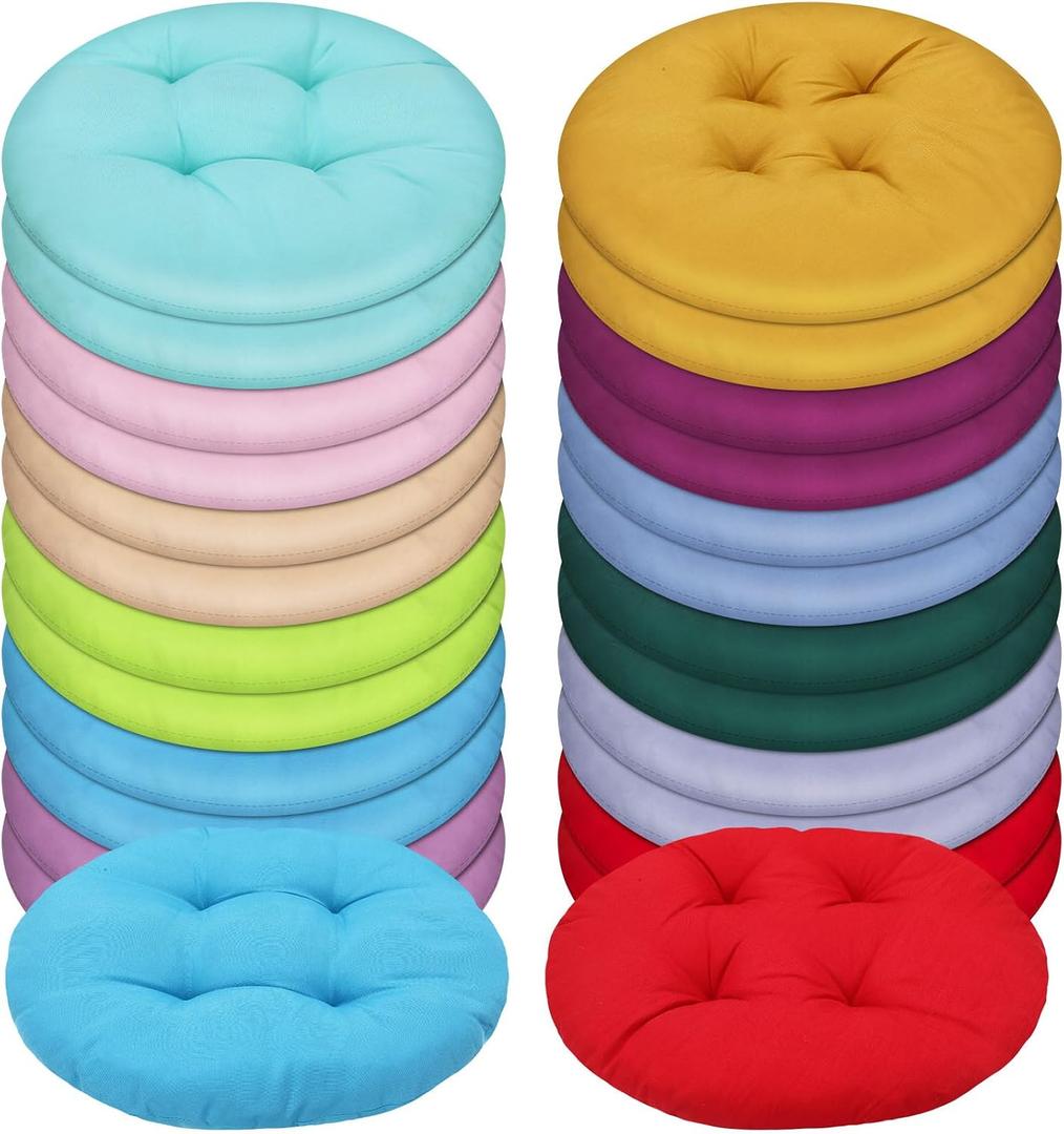 Tinideya 24 Pcs Round Floor Cushions Floor Pillows Meditation Seat Pillows Flexible Seating for Adults Kids, Chair Cushions for Classroom, Nursery, Living Room, Yoga(Small 11.8 Inch,Multi Color)
