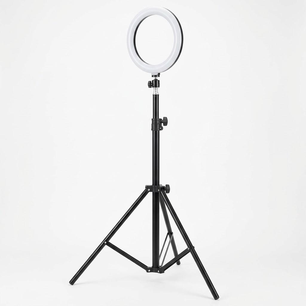 Dimmable LED Ring Light with Adjustable Light Stand and Carrying Bag, Portable Selfie Ring Light for Live Streaming, Makeup, Photography, and Video Recording, 20" L × 18" W × 4" H