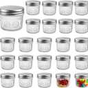 Amzcku 4 oz Glass Mason Jars with Regular Mouth Lids - 24-Pack Glass Canning Jars for Storage, Overnight Oats, Jam, Jelly, Honey, Beans, Spices, Wedding Favors, Shower Favors