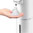 Automatic Foaming Soap Dispenser, 4-Level Adjustable Foam, Wall Mount, USB Rechargeable, 12.8oz/380ml, Touchless Hand & Dish Soap Dispenser for Bathroom, Kitchen, Hotel, Restaurant (White)