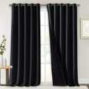 NICETOWN Extra Long Truly Blackout Drapes for Hall and Villa, 100% Blackout Window Curtain Panels with Black Lined for Night Shift Worker, 70-inch Width Each Panel, 108-inch Length, Black, 2 Pieces