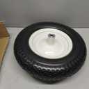 16" Flat Free Solid Tire and Wheel with 2pcs 3/4" Bearing, 4.80/4.00-8 PU Airless Tires with 5/8" Ball Bearings 6" Centered Hub for Hand Truck/Utility Cart/Various Carts, 1 P(330 Lb Gemstone Stripe), Light Grooves
