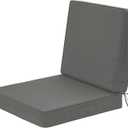 Wellsin Outdoor Deep Seat Patio Cushions, 22 x 22 Waterproof & 3-Year Fade Resistant Outdoor Cushions with Removable Covers,Ties and Handle for Chair, Sofa, Couch, Dark Grey